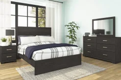 Mor Furniture Stelsie Panel Bed, Dresser, Mirror & Nightstand In Gray, Full