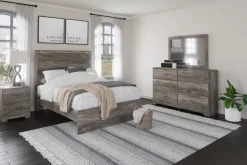 Mor Furniture Stelsie Panel Bed, Dresser, Mirror & Nightstand In Gray, Full