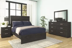 Mor Furniture Stelsie Panel Bed, Dresser, Mirror & Nightstand In Gray, Full