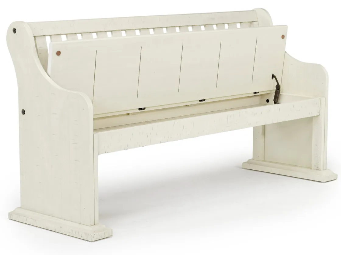 Mor Furniture Stone Dining Bench W/ Storage In White