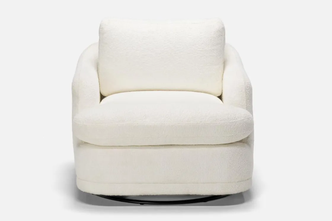 Mor Furniture Stratus Crypton Performance Swivel Chair In Jennie Snow