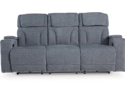 Mor Furniture Studio Cave 2 Power Sofa W/ Drop Down Table In Steel