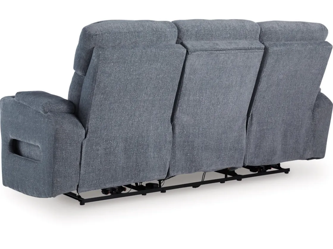 Mor Furniture Studio Cave 2 Power Sofa W/ Drop Down Table In Steel