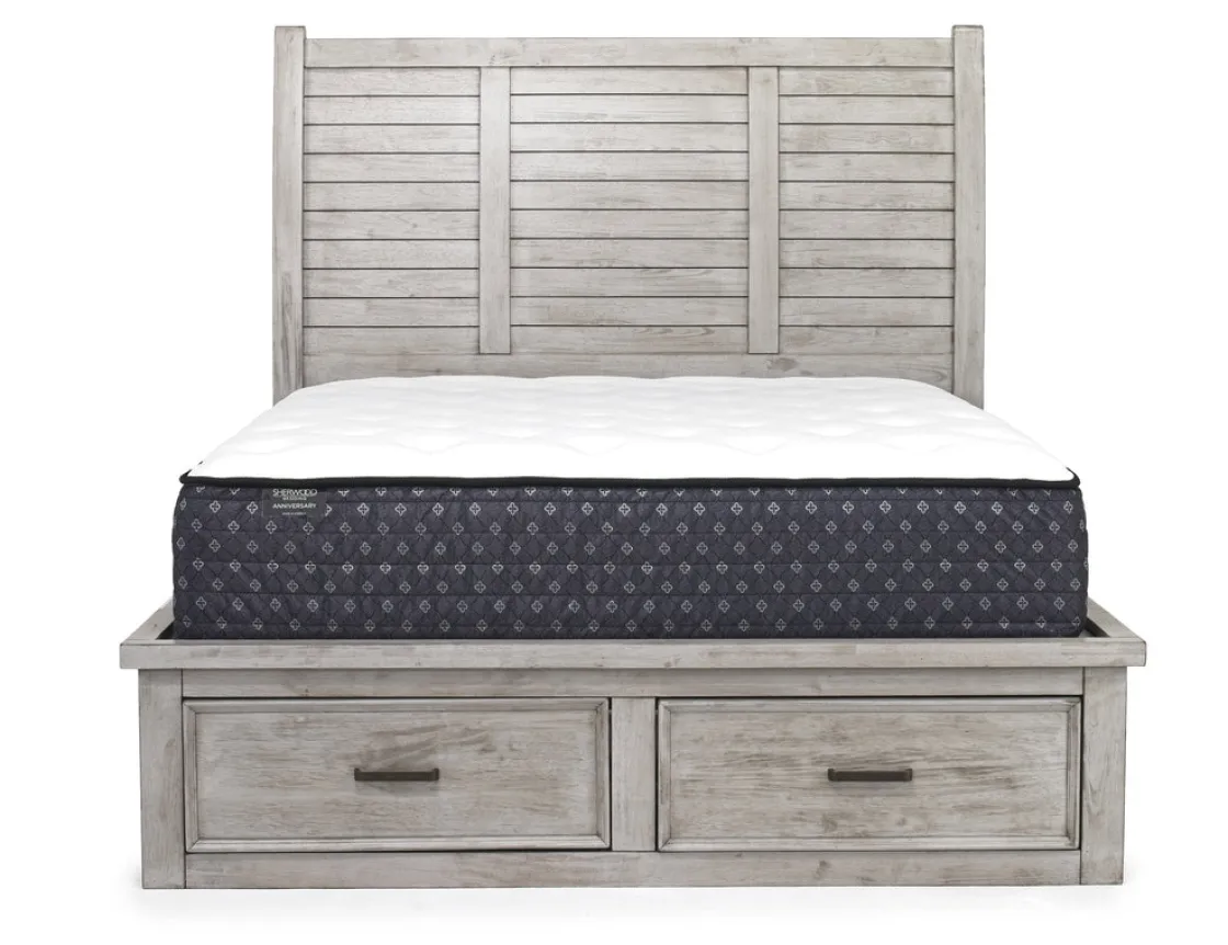 Mor Furniture Sullivan Panel Bed W/ Storage, Dresser, Mirror & Nightstand In Drift Gray, Queen