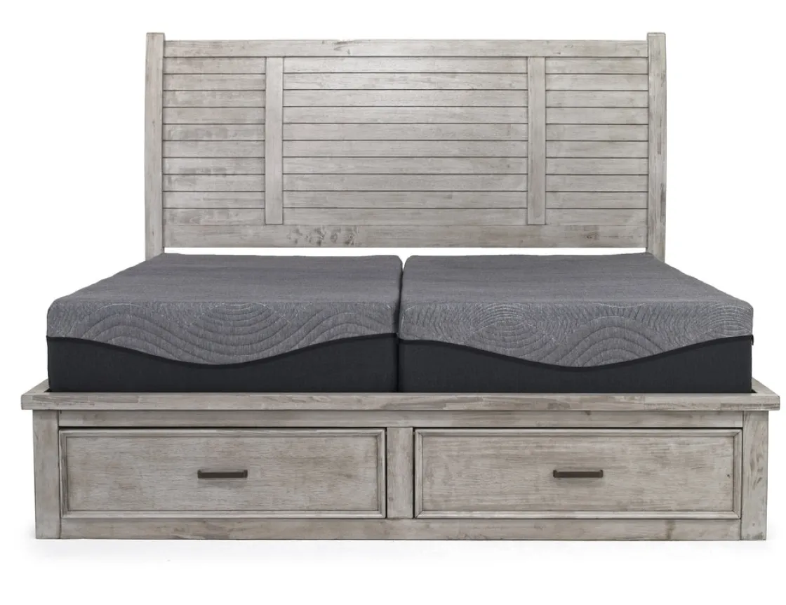 Mor Furniture Sullivan Panel Bed W/ Storage In Drift Gray, Queen