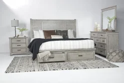 Mor Furniture Sullivan Panel Bed W/ Storage In Drift Gray, Queen