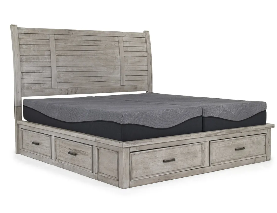 Mor Furniture Sullivan Panel Bed W/ Storage In Drift Gray, Queen