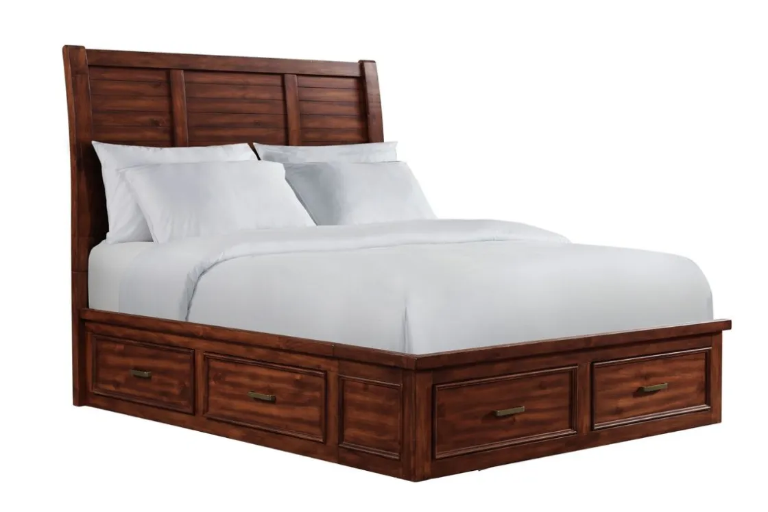 Mor Furniture Sullivan Panel Bed W/ Storage In Drift Gray, Queen