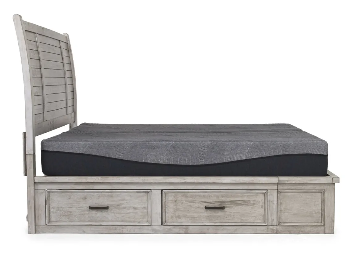 Mor Furniture Sullivan Panel Bed W/ Storage In Drift Gray, Queen