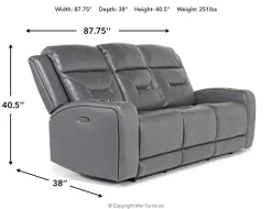 Mor Furniture Tahoe 2 Power Sofa In Charcoal