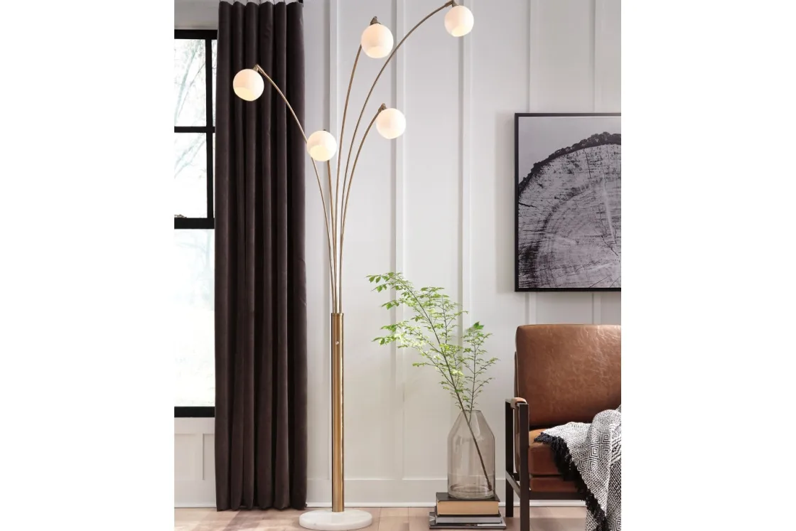 Mor Furniture Taliya Arc Floor Lamp In Champagne/White