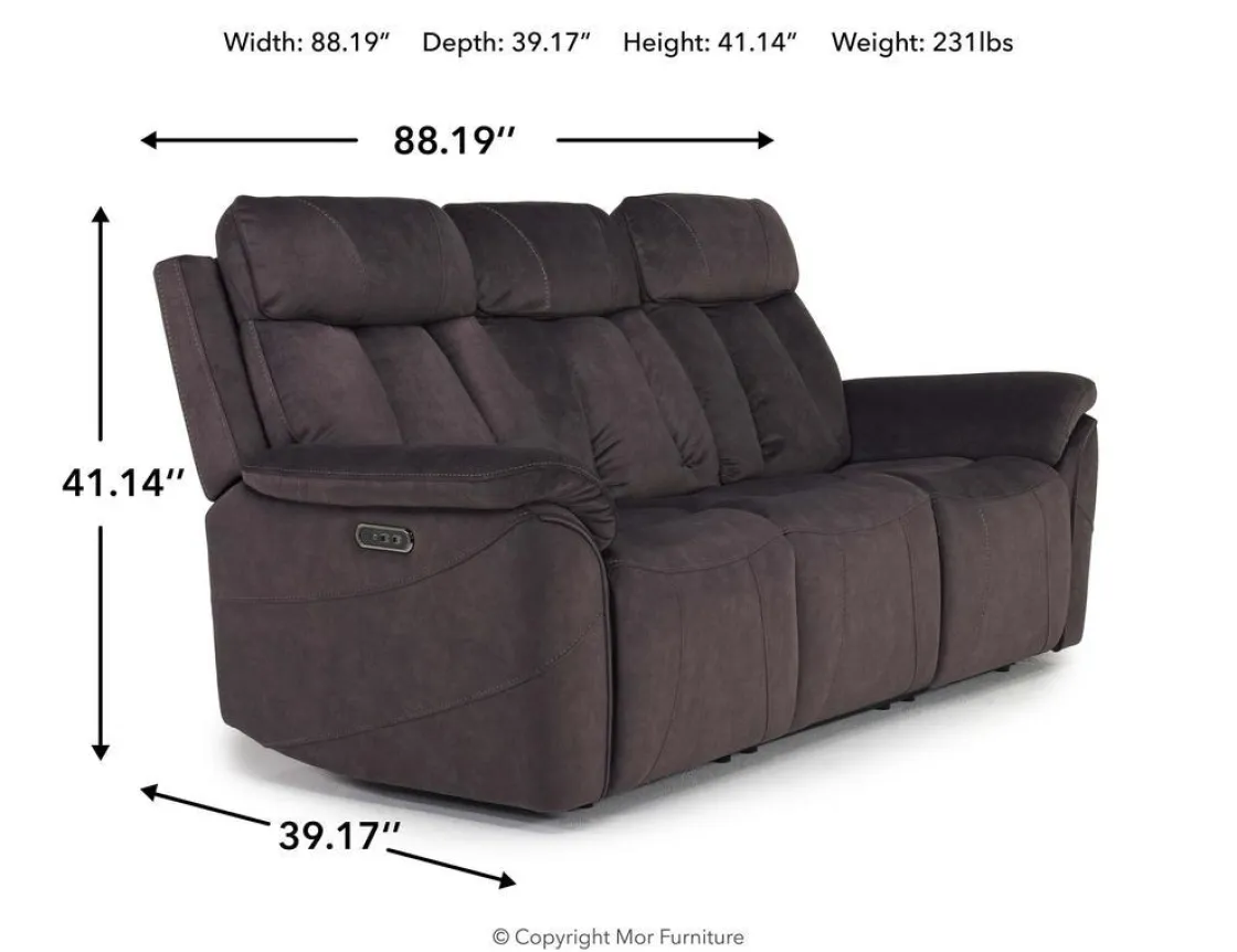 Mor Furniture Tate 2 Power Sofa In Mink