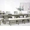 Mor Furniture Telluride Dining Table & 4 X-Back Chairs & Bench In Driftwood