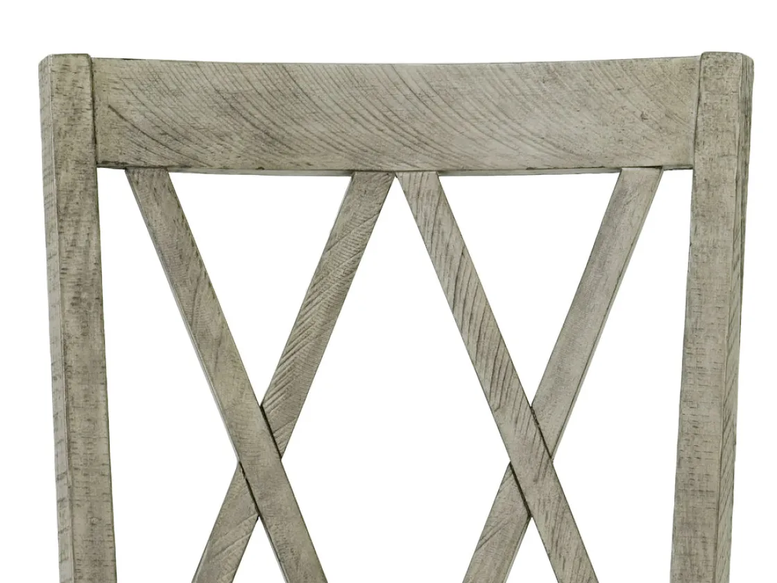 Mor Furniture Telluride Dining Table & 4 X-Back Chairs & Bench In Driftwood