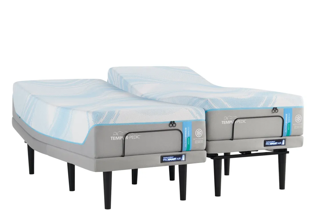 Mor Furniture Tempur-Pedic® Activebreeze® Ii Medium Hybrid Mattress & Ergo Pro Smart Air Adjustable Foundation, Twin Xl