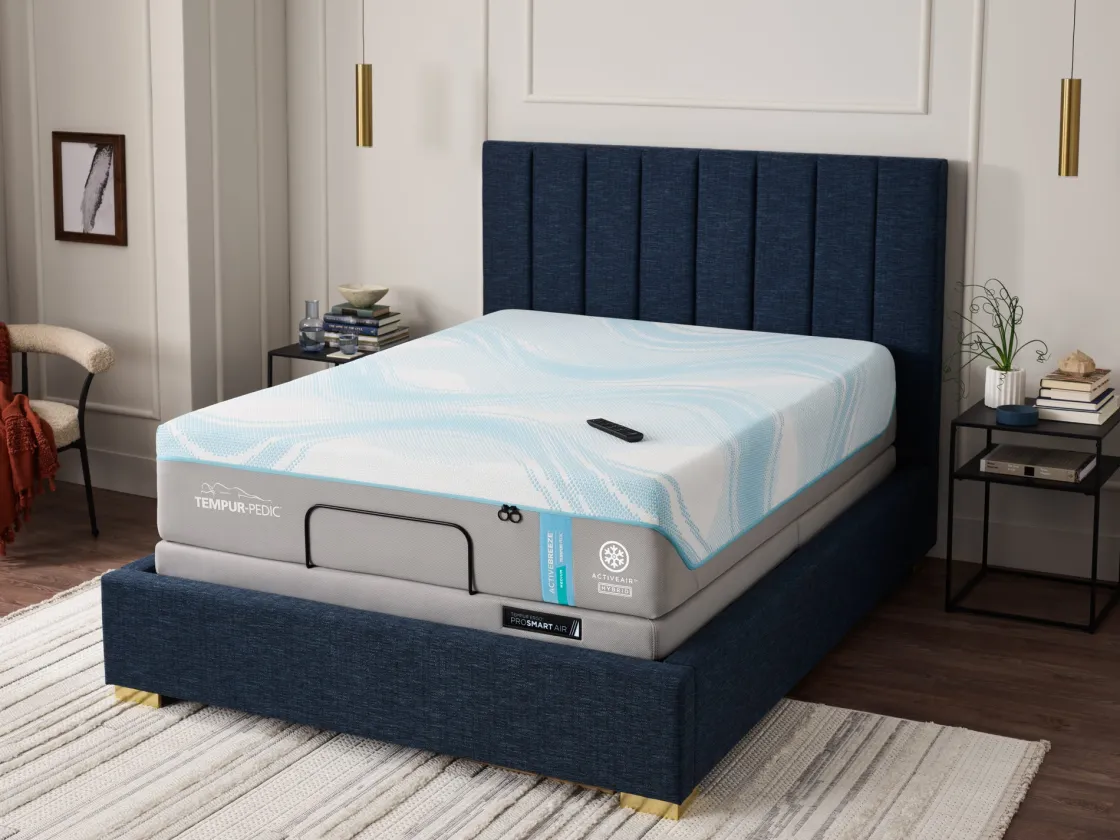 Mor Furniture Tempur-Pedic® Activebreeze® Ii Medium Hybrid Mattress & Ergo Pro Smart Air Adjustable Foundation, Twin Xl