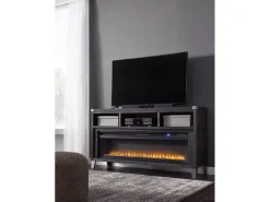 Mor Furniture Todoe Fireplace Console W/ Insert In Gray