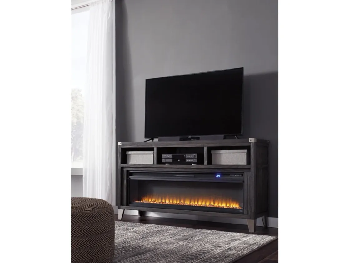 Mor Furniture Todoe Fireplace Console W/ Insert In Gray