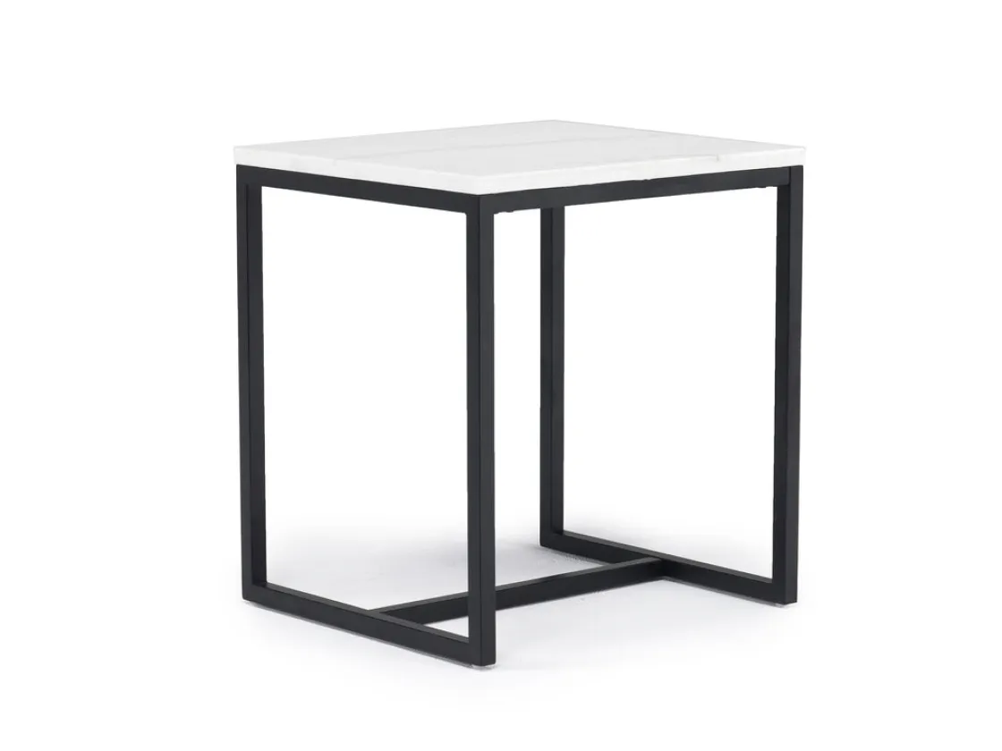 Mor Furniture Torin End Table In White Marble/Black