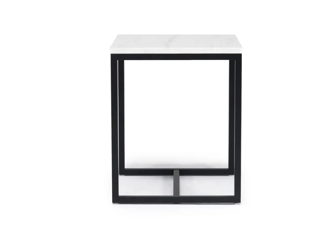 Mor Furniture Torin End Table In White Marble/Black