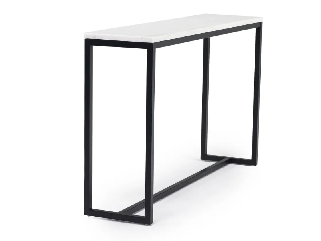 Mor Furniture Torin Sofa Table In White Marble/Black