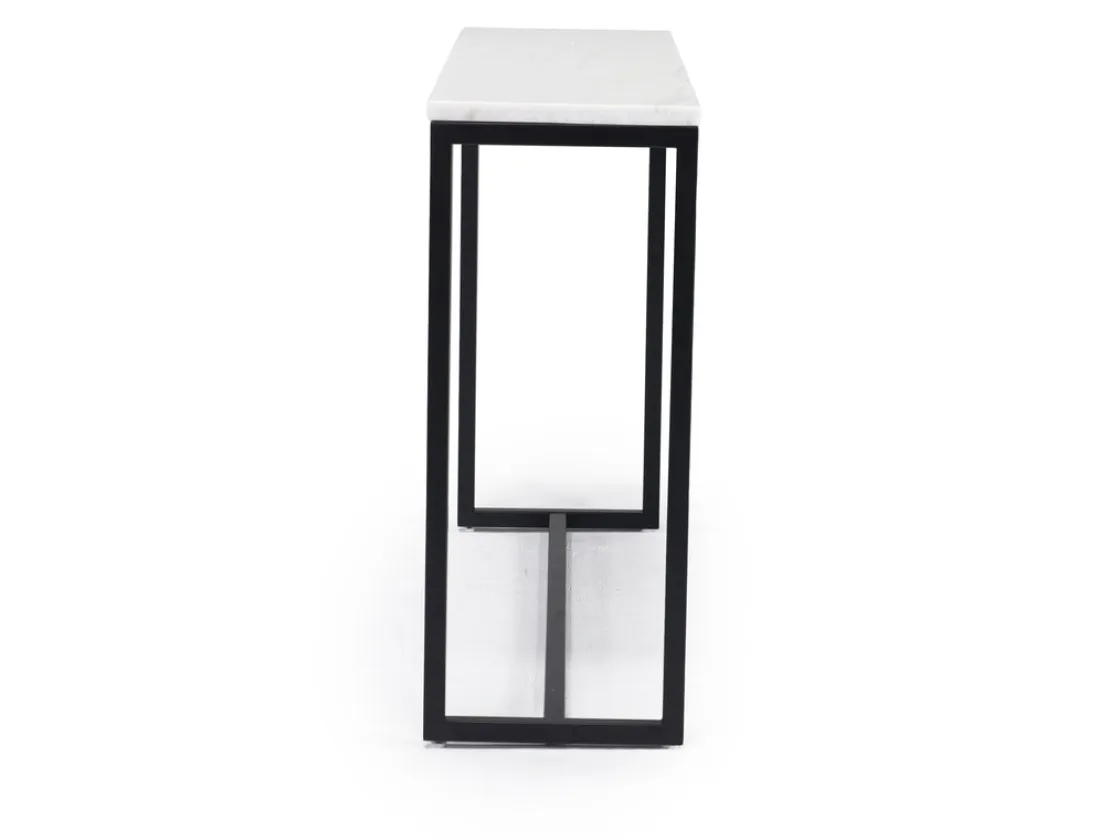 Mor Furniture Torin Sofa Table In White Marble/Black