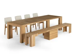 Mor Furniture Transformer Extendable Dining Table, 4 Chairs & Bench In Scandinavian Oak