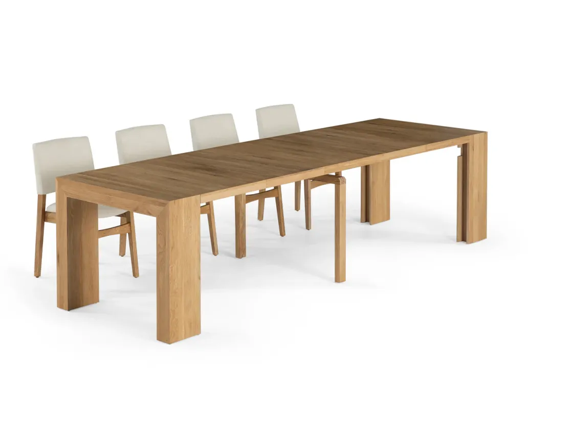 Mor Furniture Transformer Extendable Dining Table & 4 Chairs In Scandinavian Oak