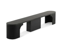 Mor Furniture Transformer Round Extendable Dining Bench In Smoked Hickory Dark Gray