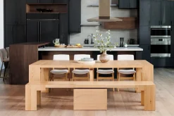Mor Furniture Transformer Round Extendable Dining Bench In Smoked Hickory Dark Gray