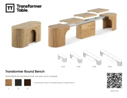 Mor Furniture Transformer Round Extendable Dining Bench In Smoked Hickory Dark Gray