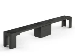 Mor Furniture Transformer Round Extendable Dining Bench In Smoked Hickory Dark Gray