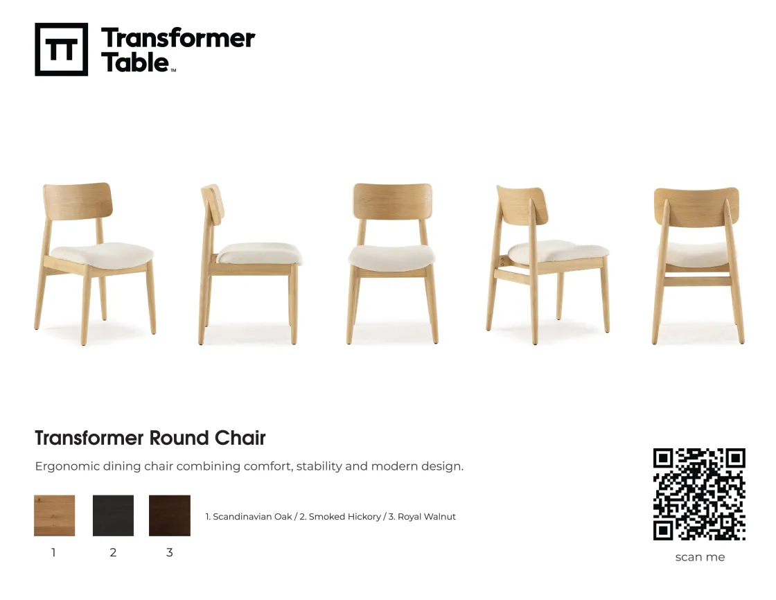 Mor Furniture Transformer Round Extendable Dining Table & 4 Chairs In Scandinavian Oak