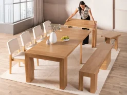 Mor Furniture Transformer Stackable Side Chair In Scandinavian Oak & Creamy