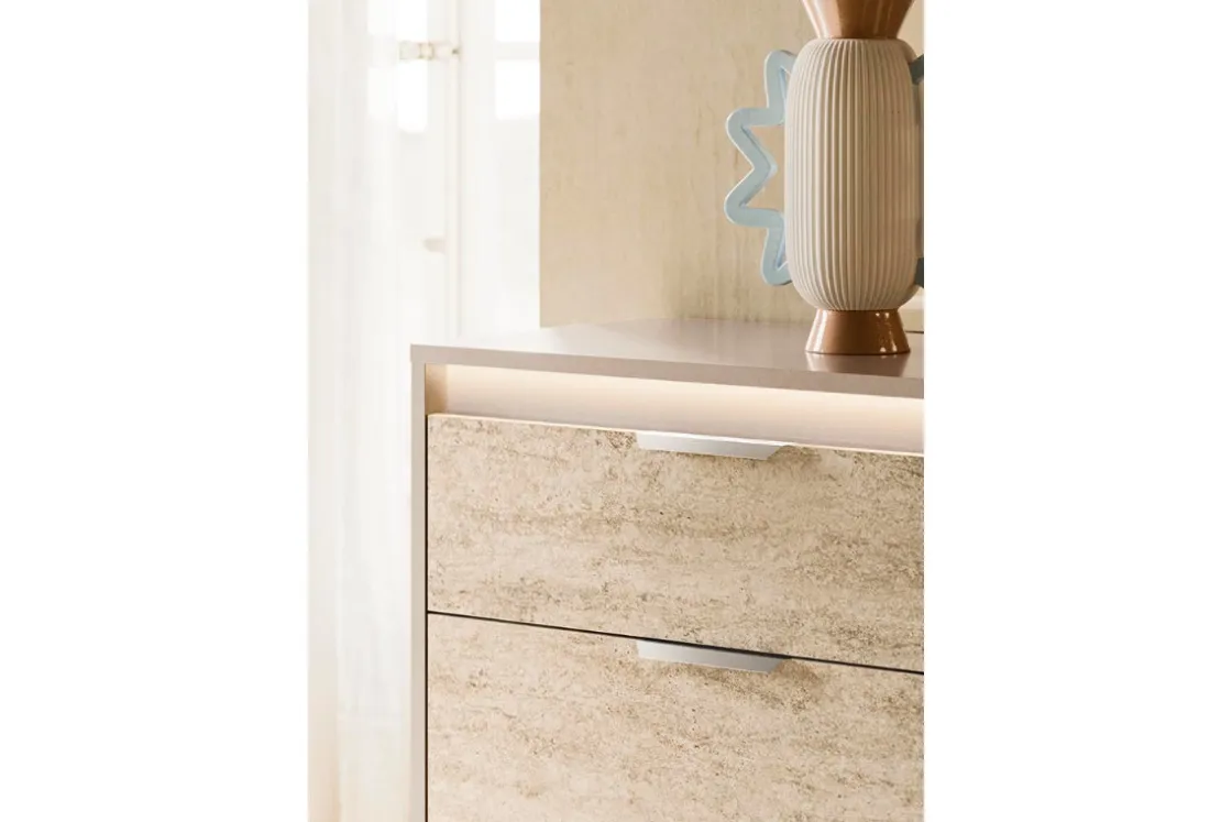 Mor Furniture Tullia Dresser W/ Lights In Pearl Line/Eco Stone
