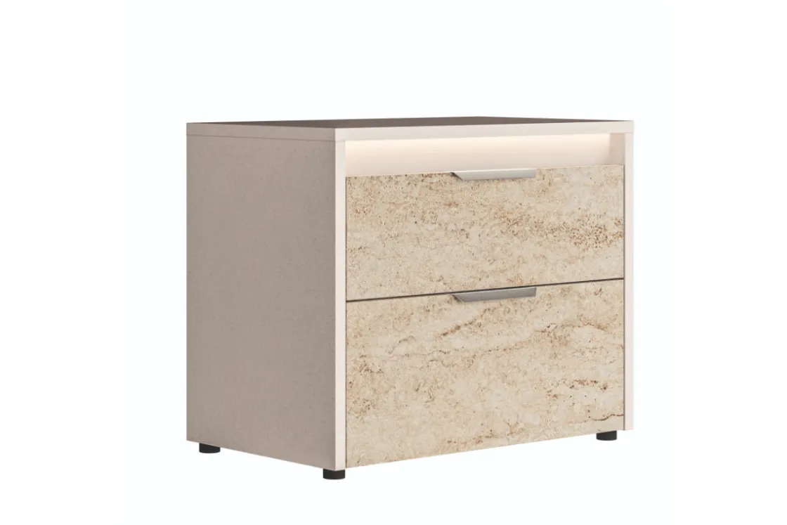 Mor Furniture Tullia Nightstand In Pearl Line/Travertino Eco Stone