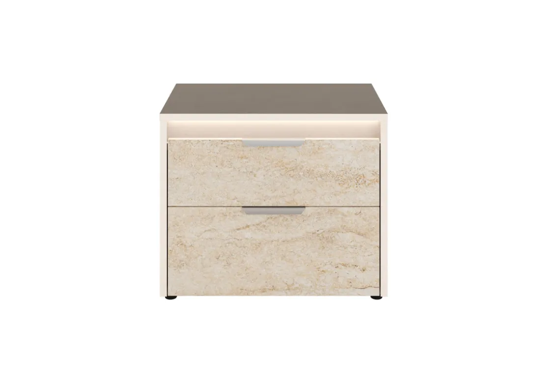 Mor Furniture Tullia Nightstand In Pearl Line/Travertino Eco Stone
