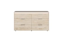 Mor Furniture Tullia Upholstered Bed W/ Storage, Dresser, Mirror & Nightstand In Pearl Line/Eco Stone, Queen