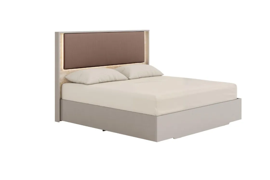 Mor Furniture Tullia Upholstered Panel Bed In Pearl Line/Eco Stone, Queen
