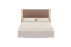 Mor Furniture Tullia Upholstered Panel Bed In Pearl Line/Eco Stone, Queen