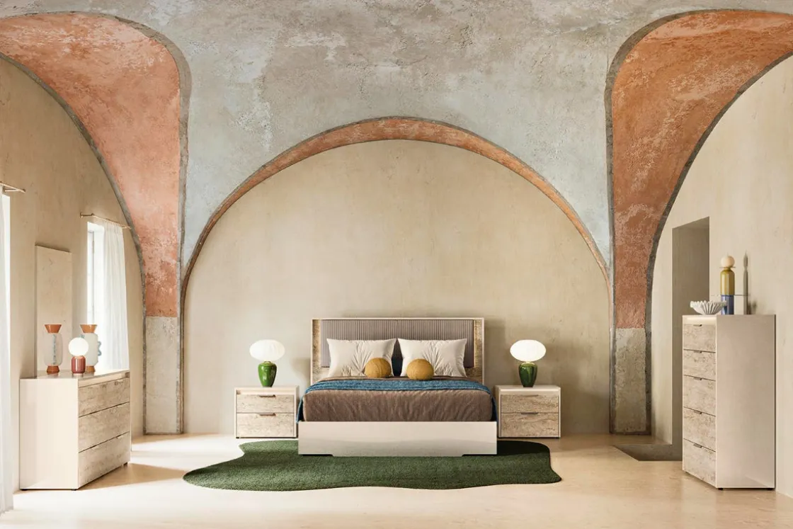 Mor Furniture Tullia Upholstered Panel Bed W/ Storage In Pearl Line/Eco Stone, Queen