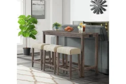 Mor Furniture Turner Counter Height Sofa Bar Table W/ 3 Stools In Gray
