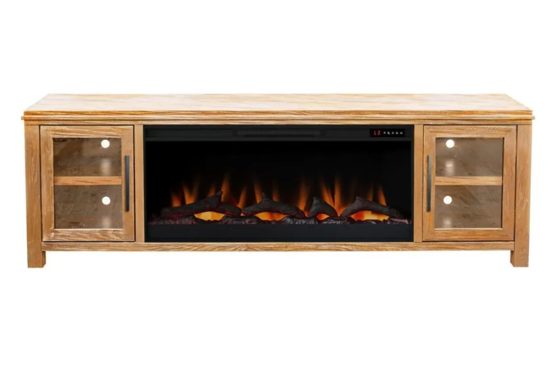 Mor Furniture Tybee Fireplace Console In Black, 85 Inch