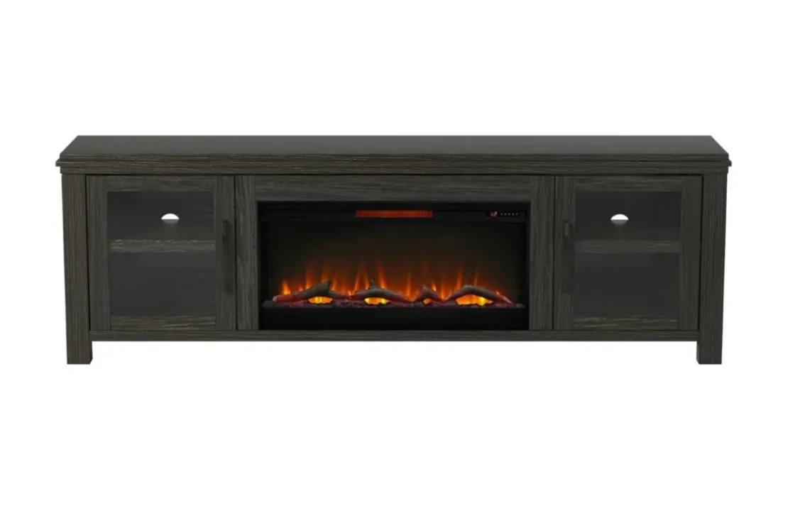 Mor Furniture Tybee Fireplace Console In Black, 85 Inch