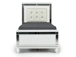 Mor Furniture Valentino Panel Bed, Dresser, Mirror & Nightstand In Silver, Twin