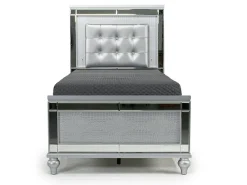 Mor Furniture Valentino Panel Bed, Dresser, Mirror & Nightstand In Silver, Twin