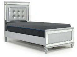 Mor Furniture Valentino Panel Bed, Dresser, Mirror & Nightstand In Silver, Twin
