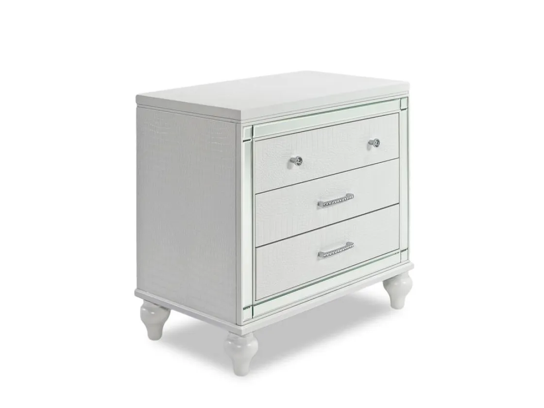Mor Furniture Valentino Panel Bed, Dresser, Mirror & Nightstand In Silver, Twin
