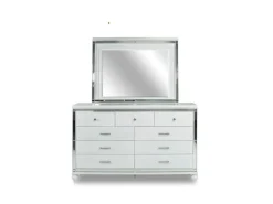 Mor Furniture Valentino Panel Bed, Dresser, Mirror & Nightstand In Silver, Twin