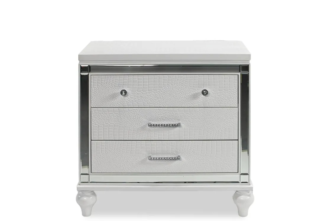 Mor Furniture Valentino Panel Bed, Dresser, Mirror & Nightstand In Silver, Twin
